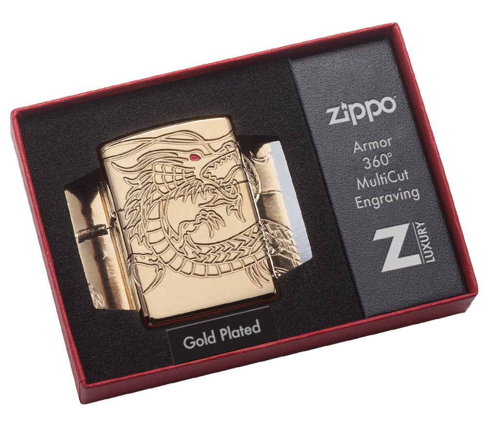 Zippo Armor® Asian Dragon 360-Degree Gold-Plate Windproof Lighter