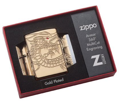 Zippo Armor® Asian Dragon 360-Degree Gold-Plate Windproof Lighter