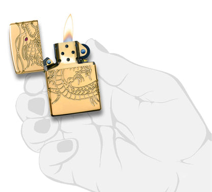 Zippo Armor® Asian Dragon 360-Degree Gold-Plate Windproof Lighter