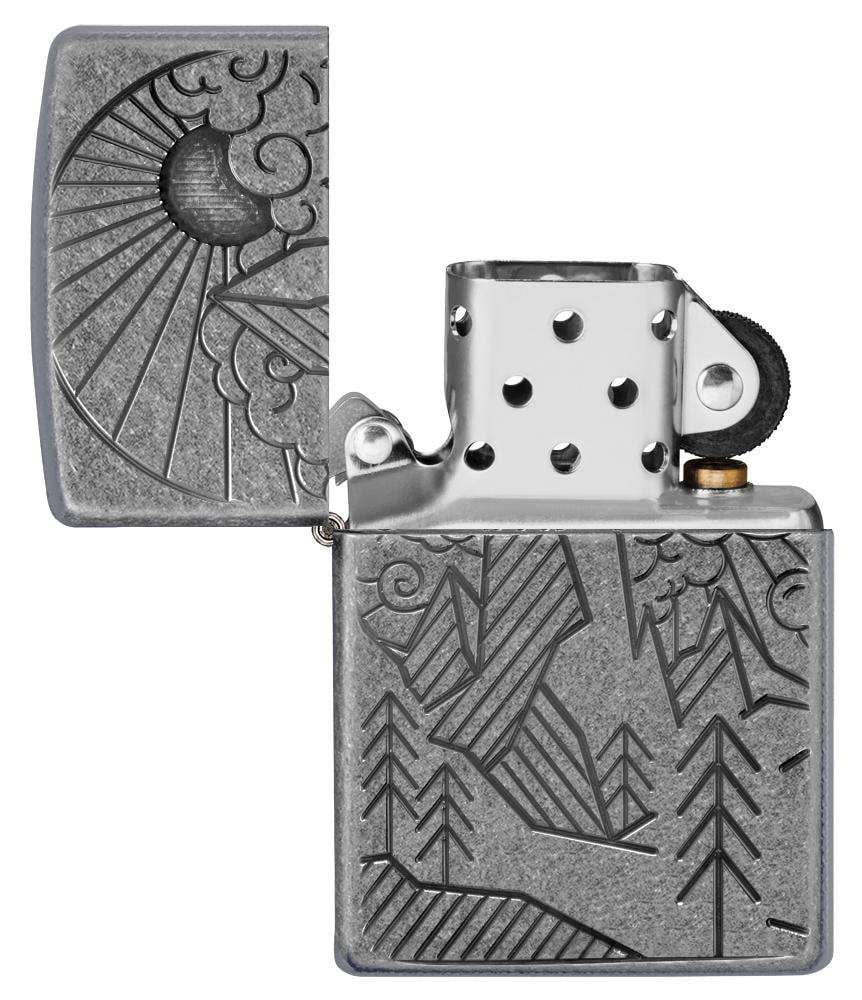 Zippo Armor® Antique Silver Mountain Design Windproof Lighter
