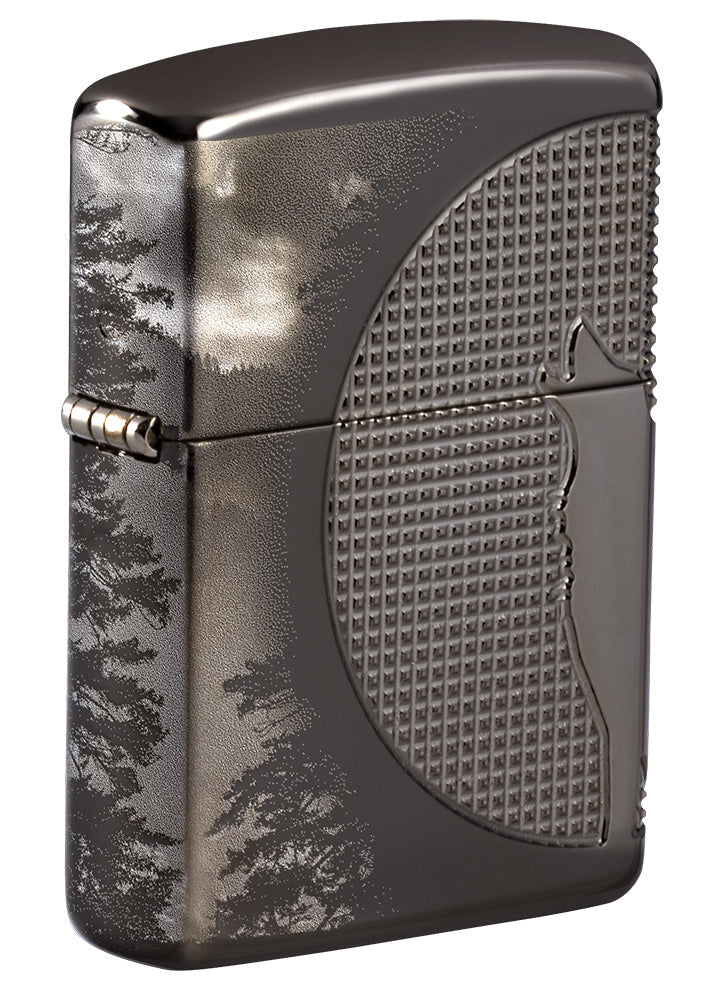 Zippo Wolf Design Armor® Black Ice® Windproof Lighter