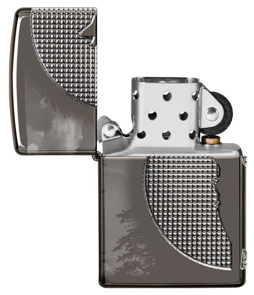 Zippo Wolf Design Armor® Black Ice® Windproof Lighter