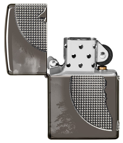 Zippo Wolf Design Armor® Black Ice® Windproof Lighter