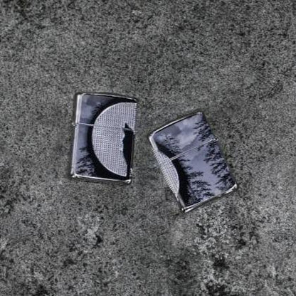 Zippo Wolf Design Armor® Black Ice® Windproof Lighter