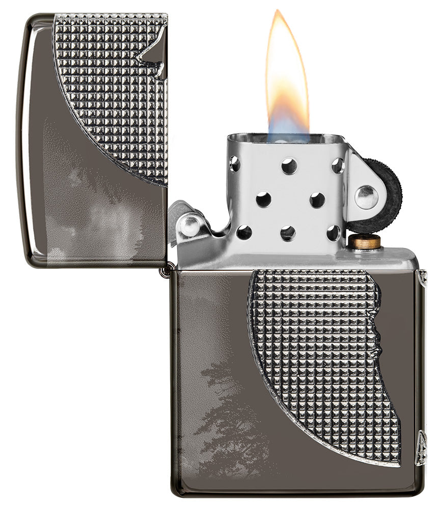 Zippo Wolf Design Armor® Black Ice® Windproof Lighter