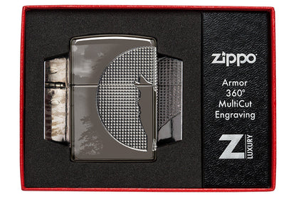 Zippo Wolf Design Armor® Black Ice® Windproof Lighter