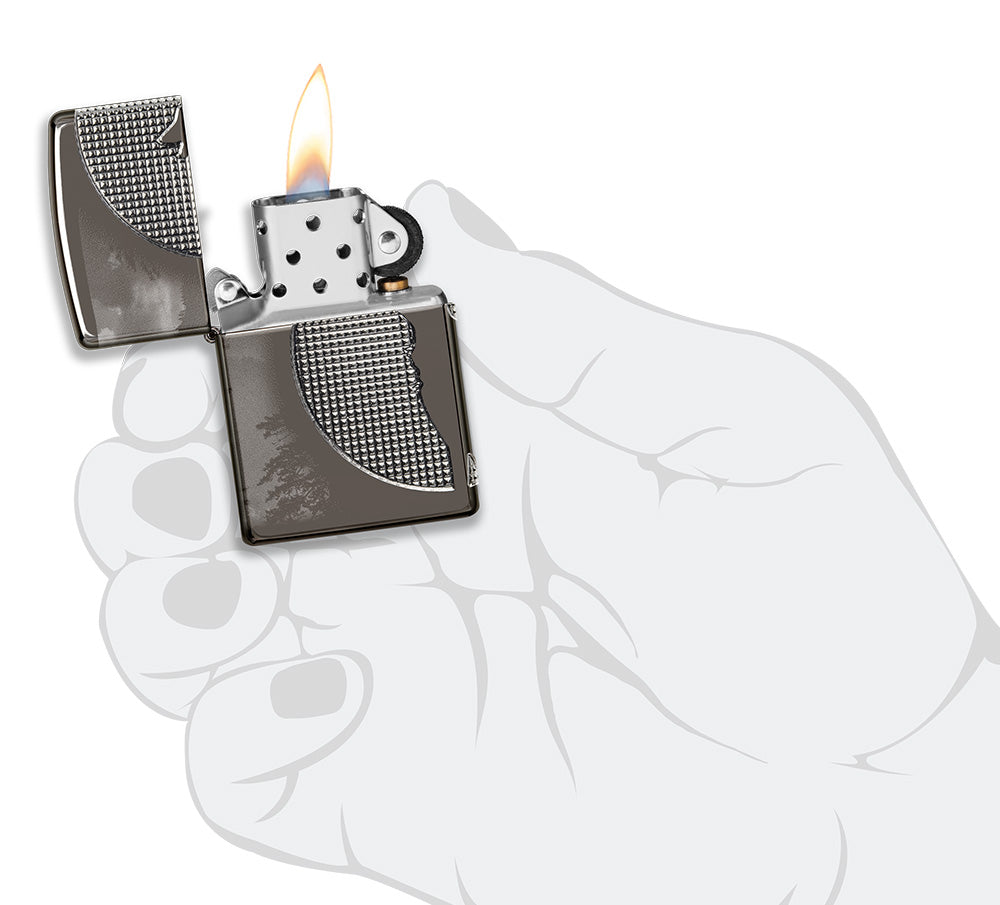 Zippo Wolf Design Armor® Black Ice® Windproof Lighter