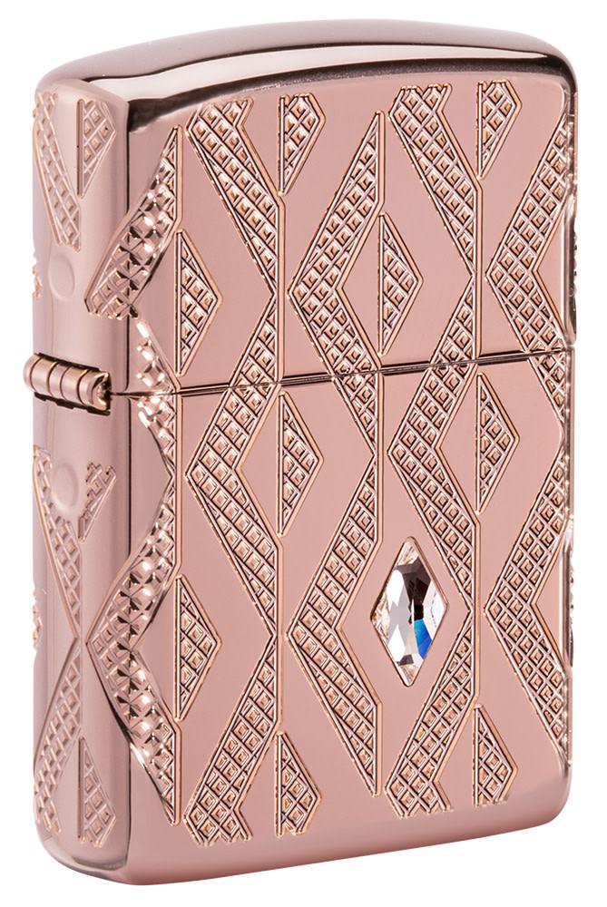 Zippo Geometric Diamond Pattern Design Armor® Rose Gold Windproof Lighter