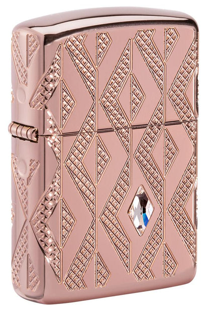 Zippo Geometric Diamond Pattern Design Armor® Rose Gold Windproof Lighter