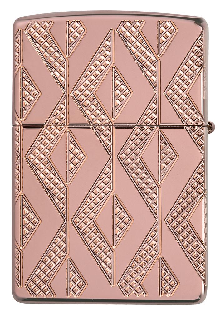 Zippo Geometric Diamond Pattern Design Armor® Rose Gold Windproof Lighter