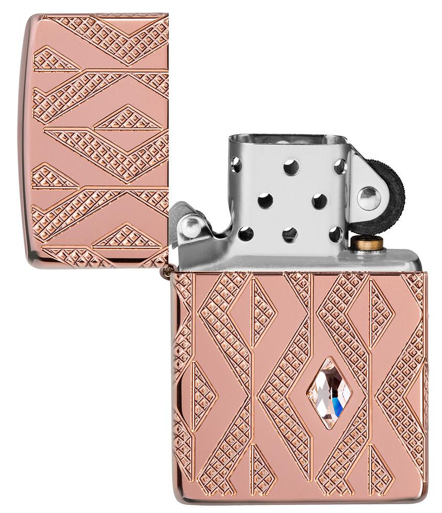 Zippo Geometric Diamond Pattern Design Armor® Rose Gold Windproof Lighter