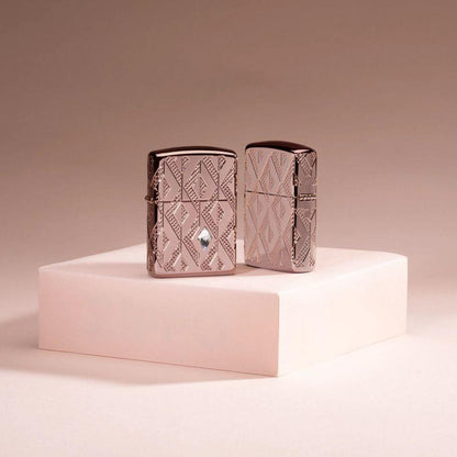 Zippo Geometric Diamond Pattern Design Armor® Rose Gold Windproof Lighter