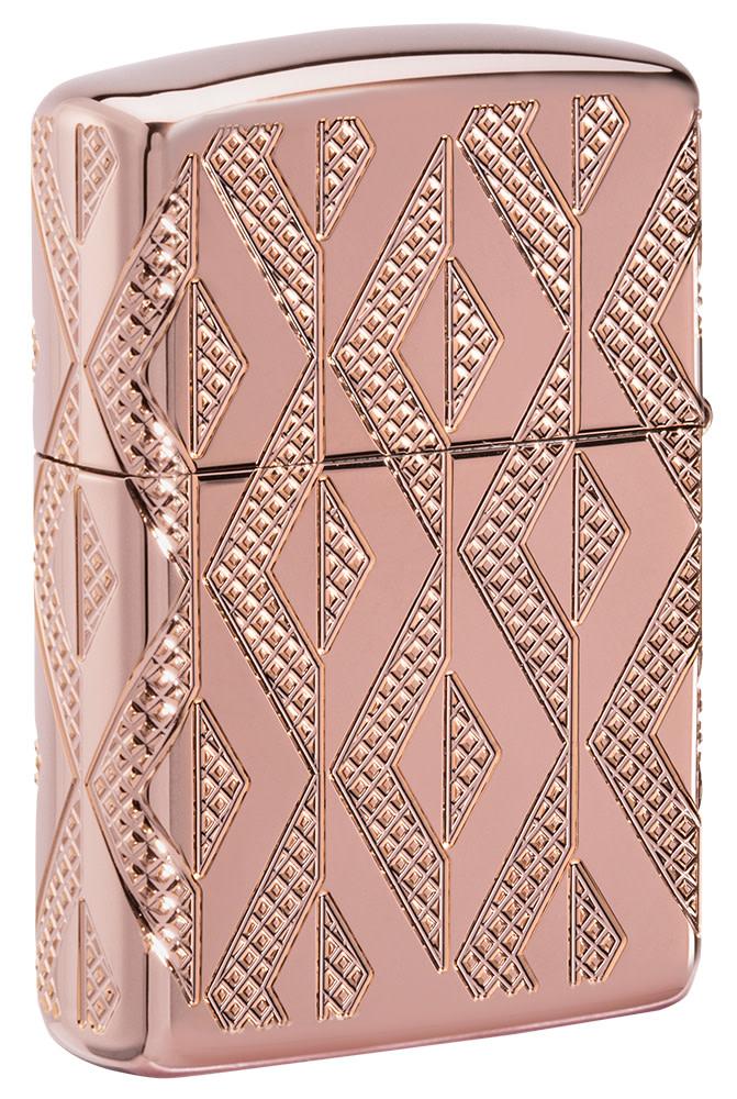Zippo Geometric Diamond Pattern Design Armor® Rose Gold Windproof Lighter