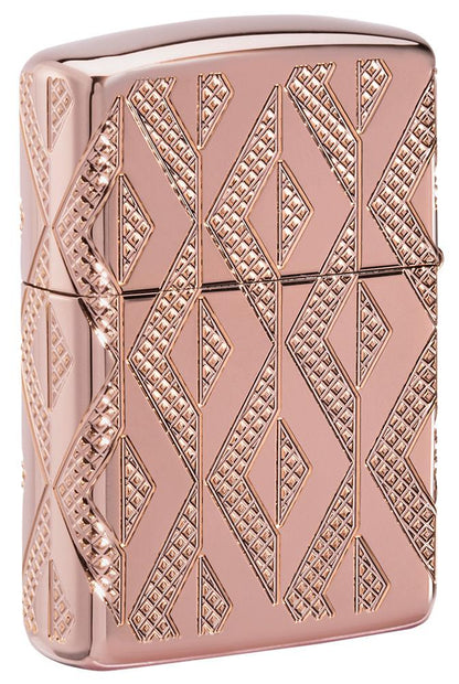 Zippo Geometric Diamond Pattern Design Armor® Rose Gold Windproof Lighter