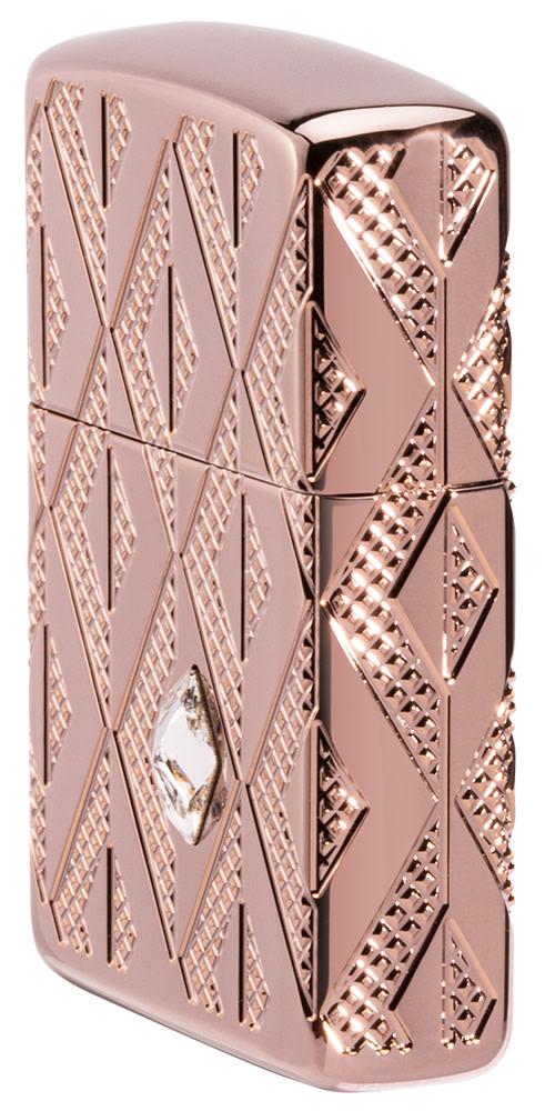 Zippo Geometric Diamond Pattern Design Armor® Rose Gold Windproof Lighter