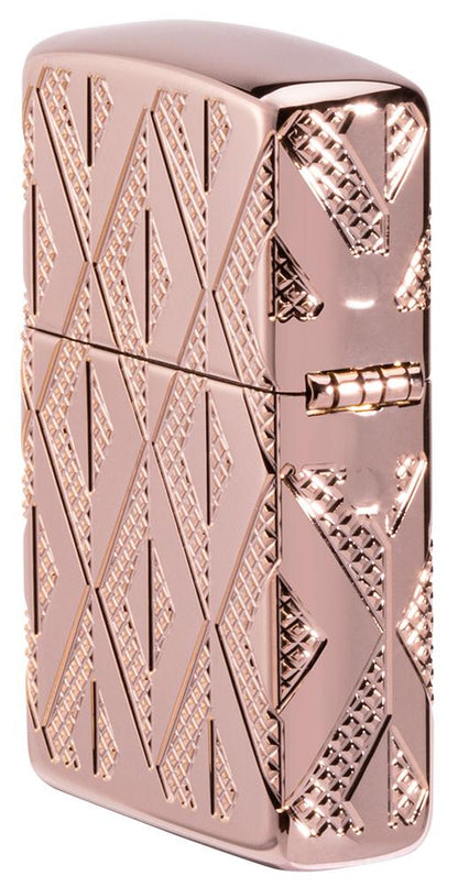 Zippo Geometric Diamond Pattern Design Armor® Rose Gold Windproof Lighter