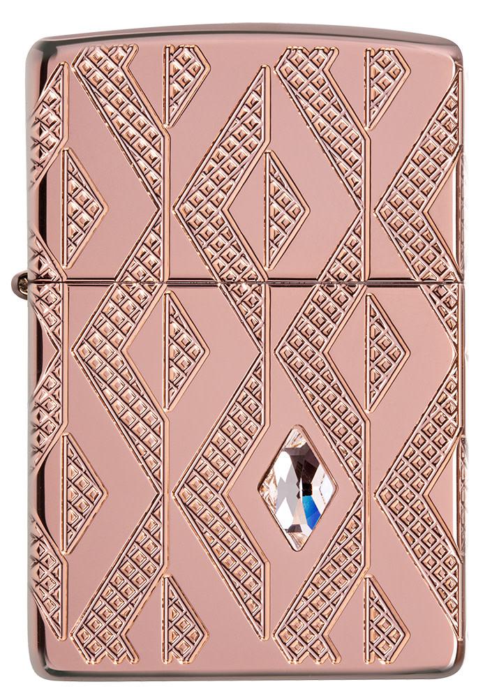 Zippo Geometric Diamond Pattern Design Armor® Rose Gold Windproof Lighter