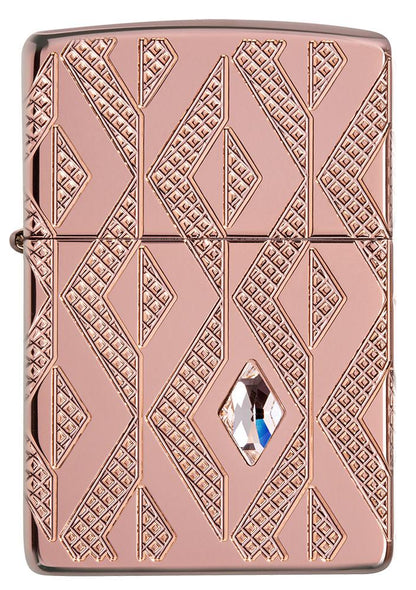 Zippo Geometric Diamond Pattern Design Armor® Rose Gold Windproof Lighter