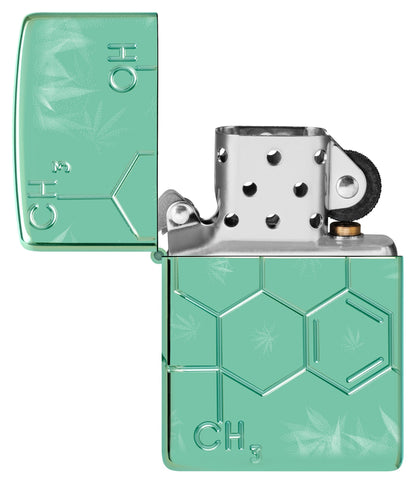 Zippo Cannabis Compound Design Armor® High Polish Green Windproof Lighter