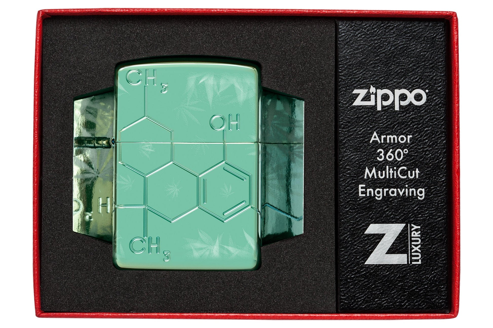 Zippo Cannabis Compound Design Armor® High Polish Green Windproof Lighter