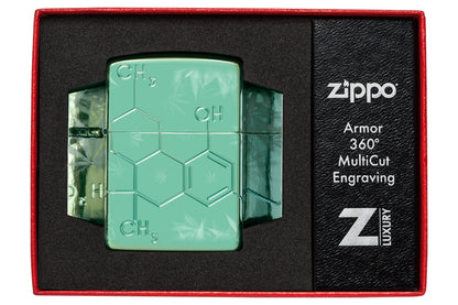 Zippo Cannabis Compound Design Armor® High Polish Green Windproof Lighter