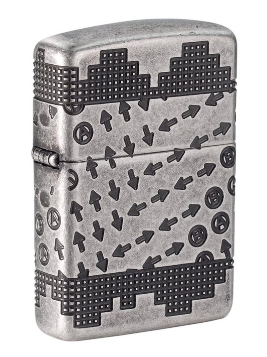 Zippo Gaming Cheat Code Armor® Antique Silver Windproof Lighter