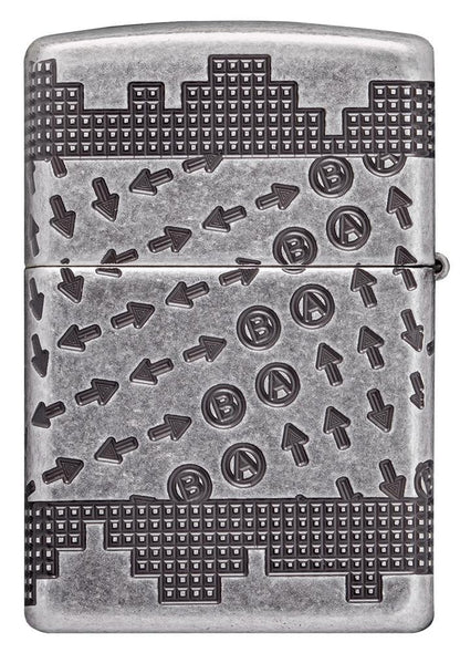 Zippo Gaming Cheat Code Armor® Antique Silver Windproof Lighter