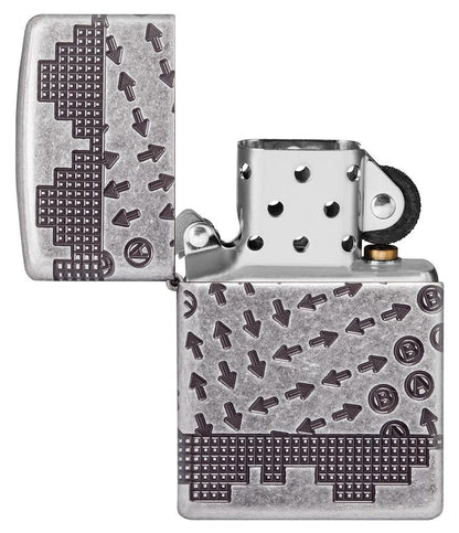 Zippo Gaming Cheat Code Armor® Antique Silver Windproof Lighter