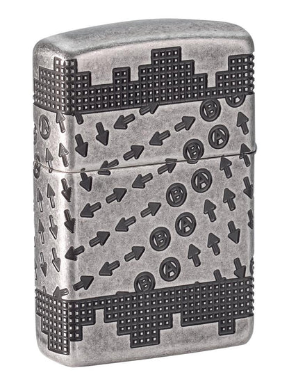 Zippo Gaming Cheat Code Armor® Antique Silver Windproof Lighter