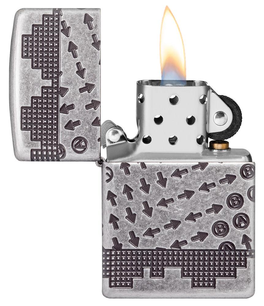 Zippo Gaming Cheat Code Armor® Antique Silver Windproof Lighter