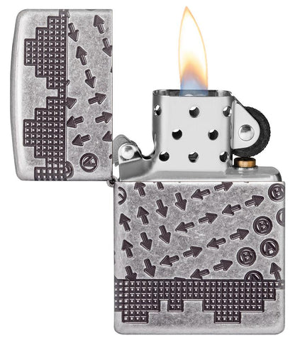 Zippo Gaming Cheat Code Armor® Antique Silver Windproof Lighter