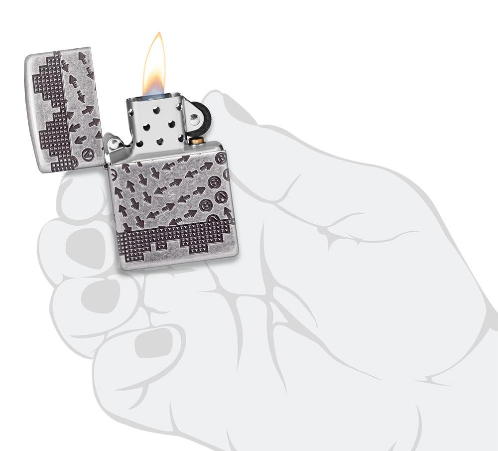 Zippo Gaming Cheat Code Armor® Antique Silver Windproof Lighter