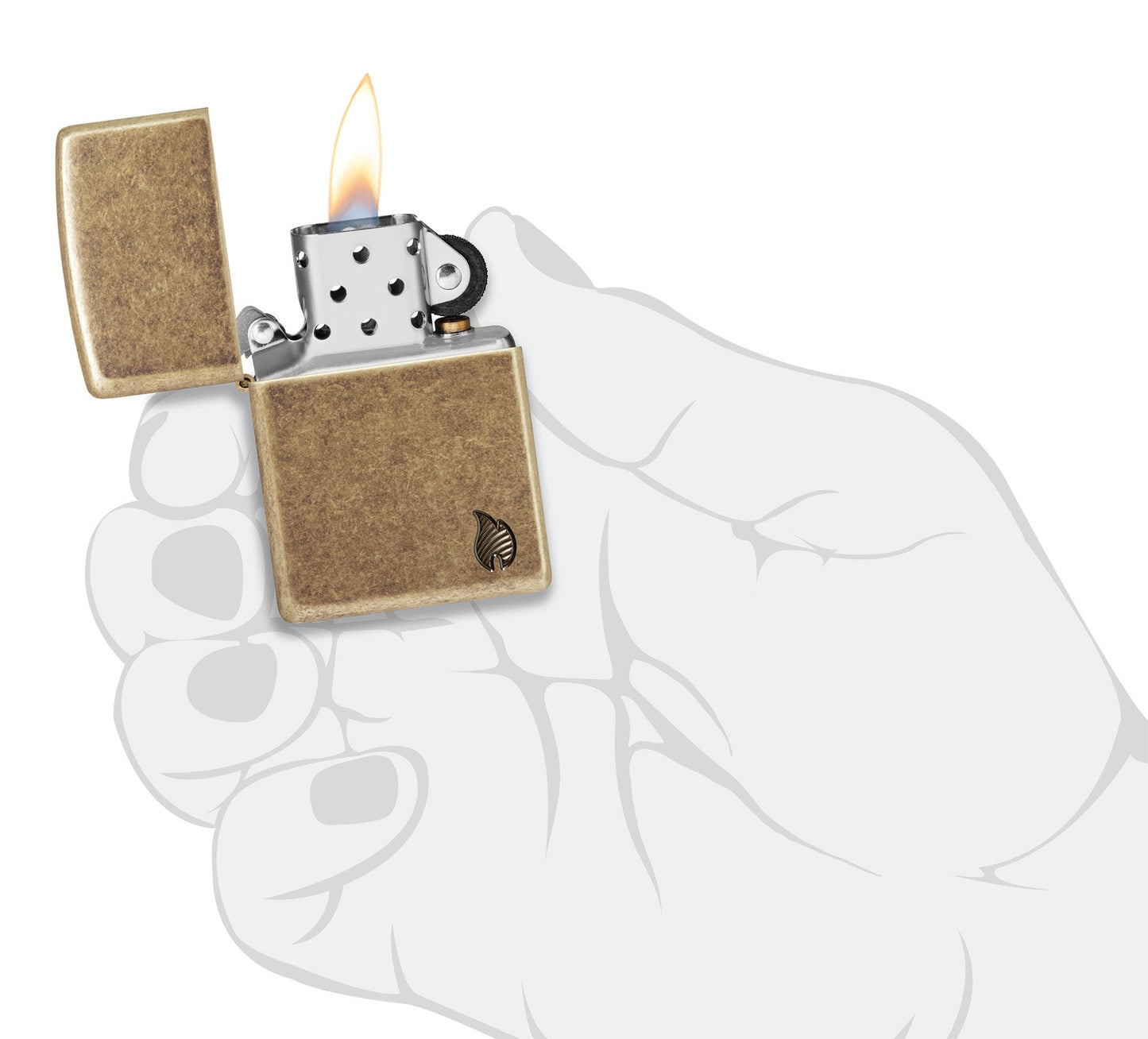 Zippo Armor® Series Flame Antique Brass Windproof Lighter
