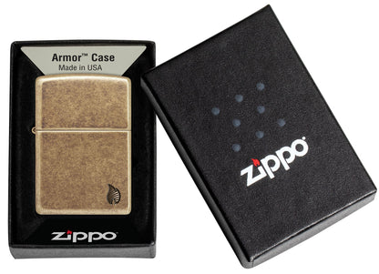 Zippo Armor® Series Flame Antique Brass Windproof Lighter