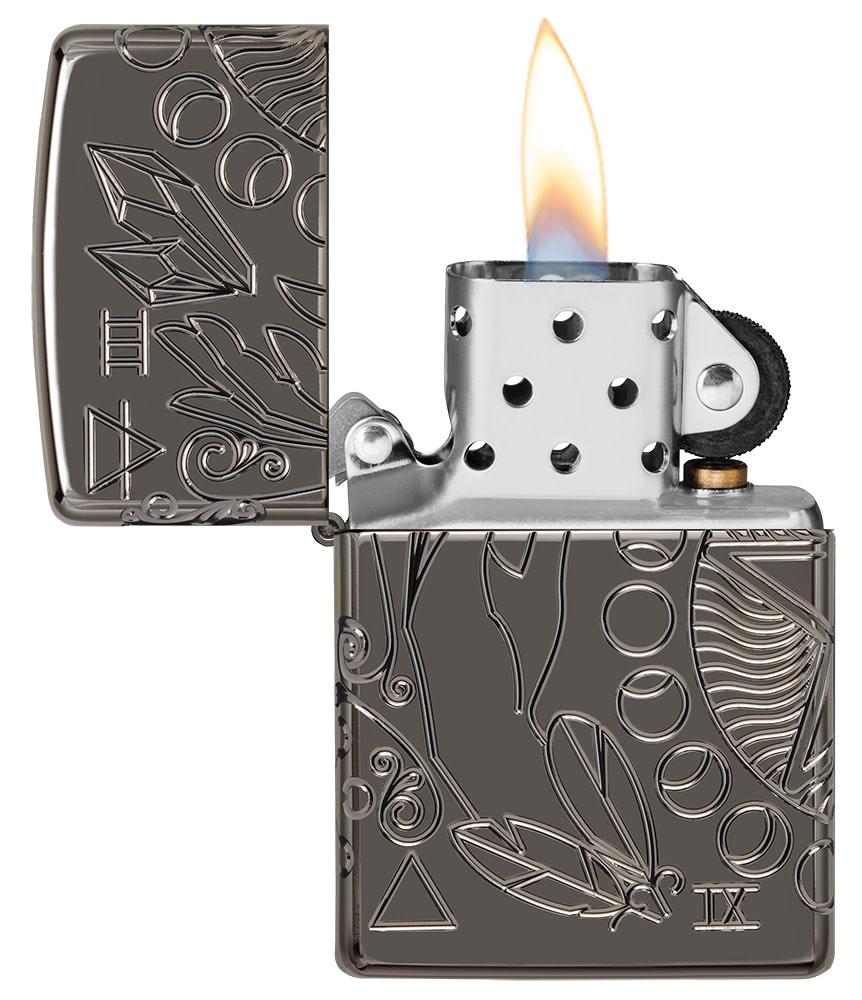 Zippo Wicca Design Armor® Black Ice® Windproof Lighter
