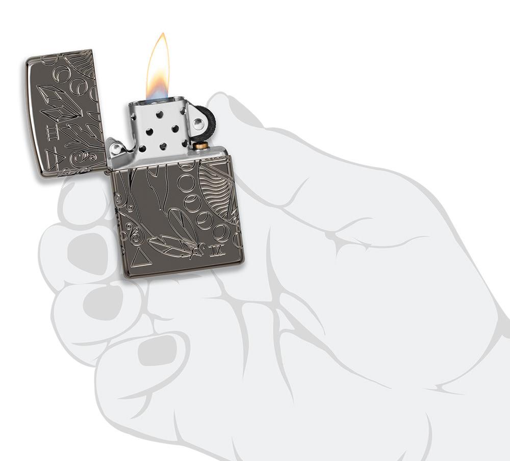 Zippo Wicca Design Armor® Black Ice® Windproof Lighter