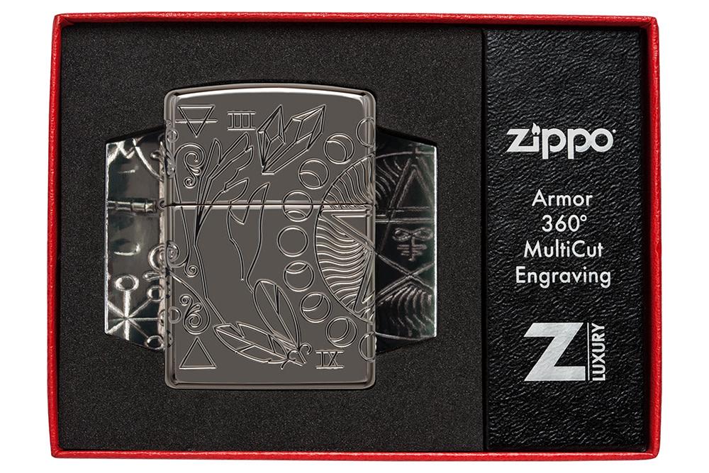 Zippo Wicca Design Armor® Black Ice® Windproof Lighter