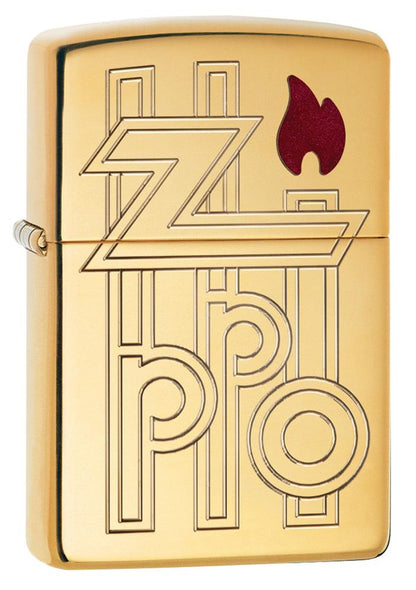 Zippo Armor® High Polished Brass Abstract Logo Windproof Lighter