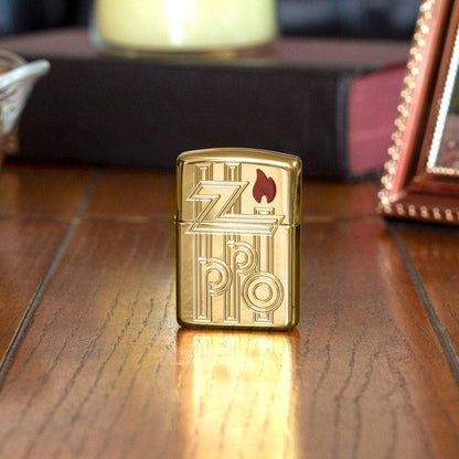 Zippo Armor® High Polished Brass Abstract Logo Windproof Lighter