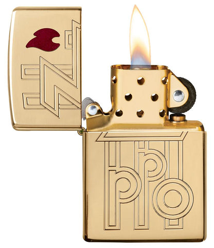 Zippo Armor® High Polished Brass Abstract Logo Windproof Lighter
