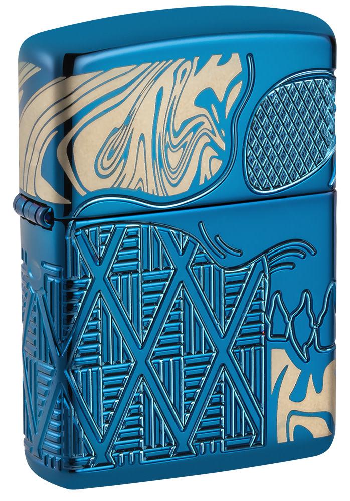 Zippo Skull Design Armor® High Polish Blue Windproof Lighter