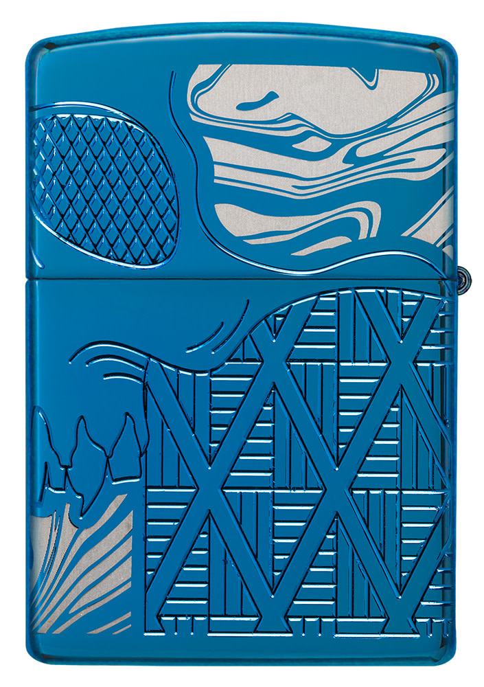 Zippo Skull Design Armor® High Polish Blue Windproof Lighter