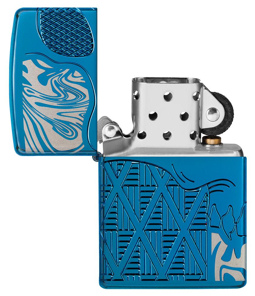 Zippo Skull Design Armor® High Polish Blue Windproof Lighter