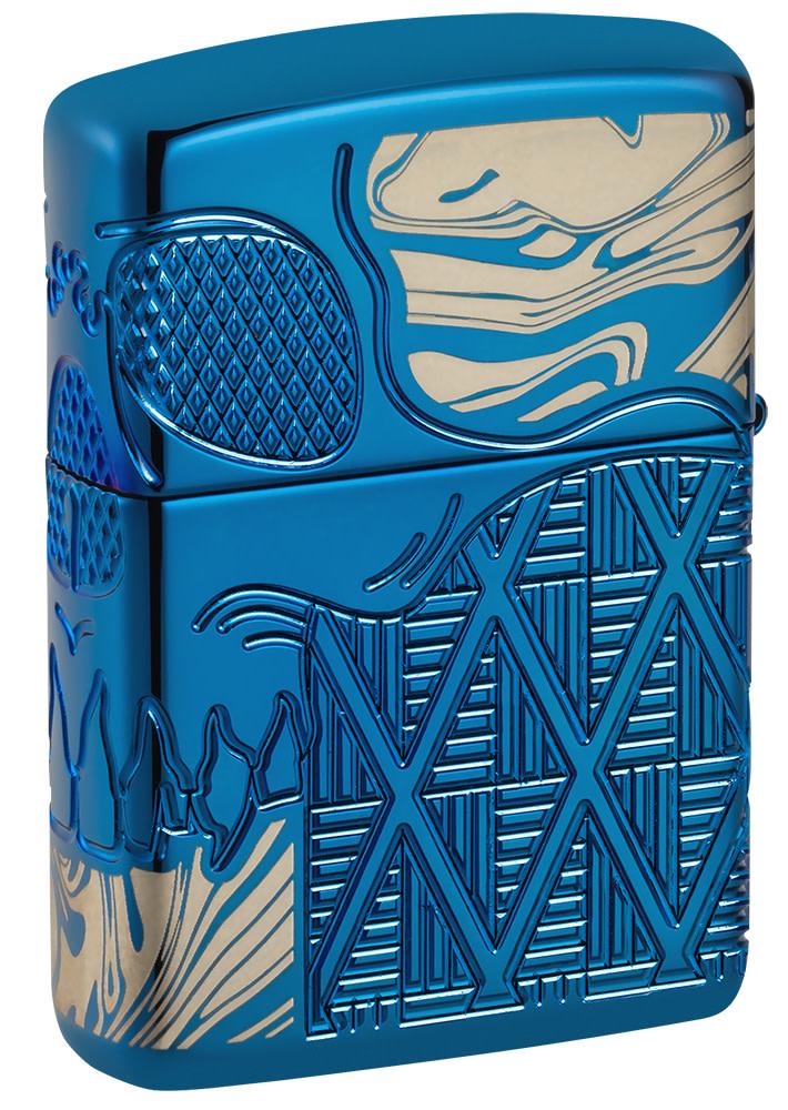 Zippo Skull Design Armor® High Polish Blue Windproof Lighter