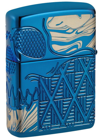 Zippo Skull Design Armor® High Polish Blue Windproof Lighter