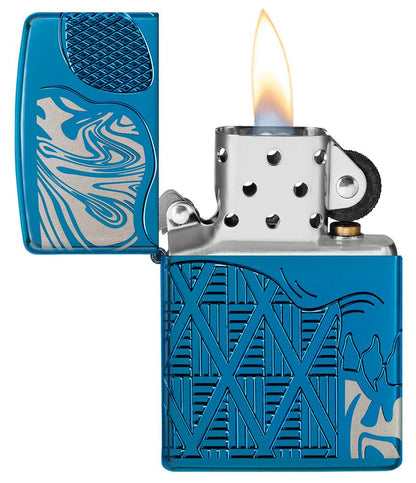 Zippo Skull Design Armor® High Polish Blue Windproof Lighter