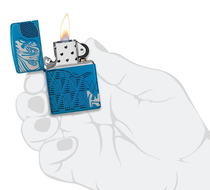 Zippo Skull Design Armor® High Polish Blue Windproof Lighter