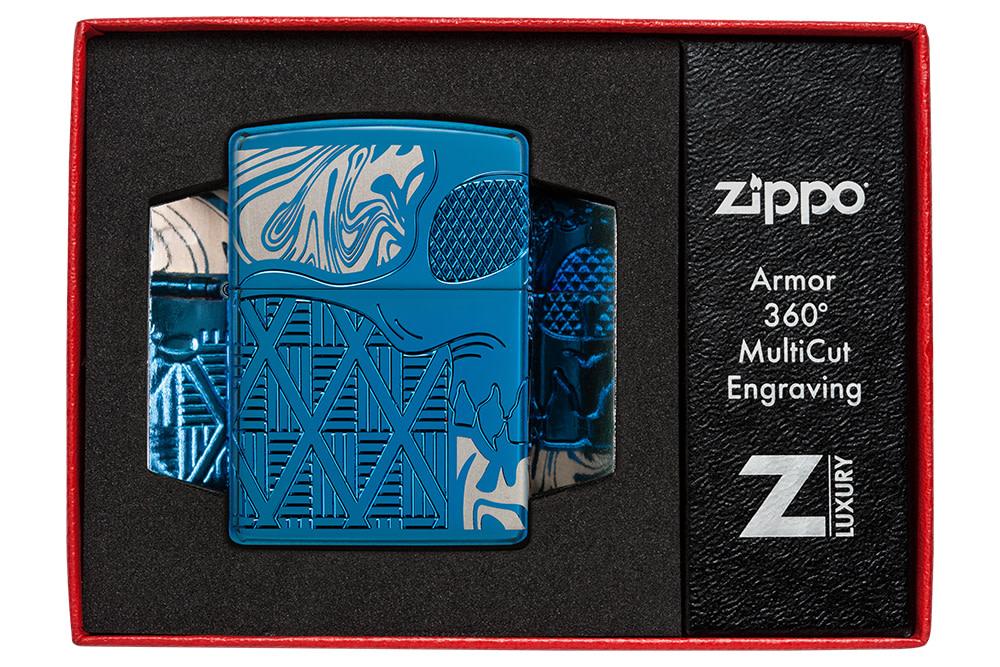 Zippo Skull Design Armor® High Polish Blue Windproof Lighter