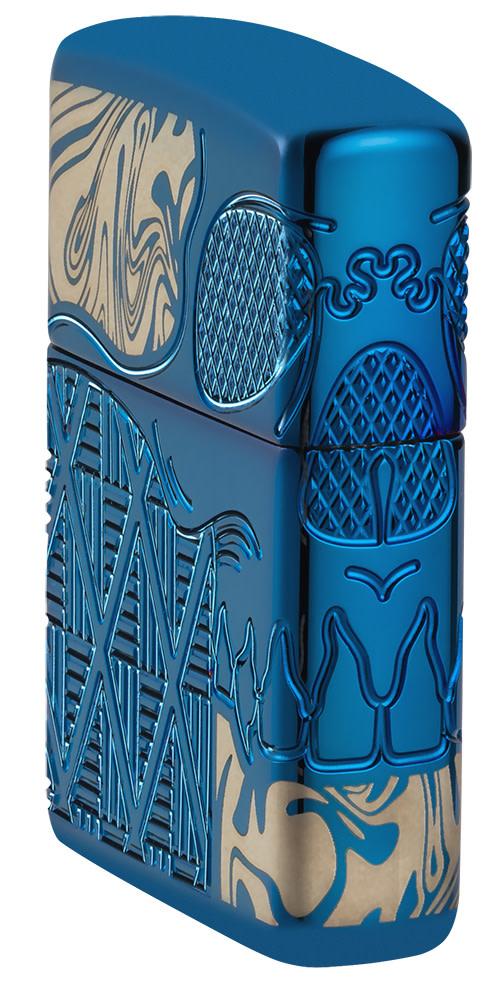 Zippo Skull Design Armor® High Polish Blue Windproof Lighter