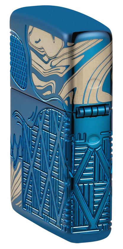 Zippo Skull Design Armor® High Polish Blue Windproof Lighter